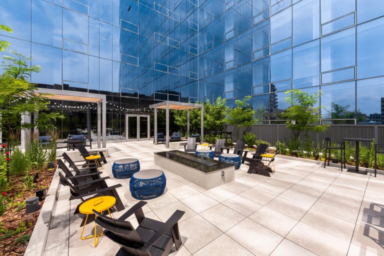 Rooftop firepit lounge.