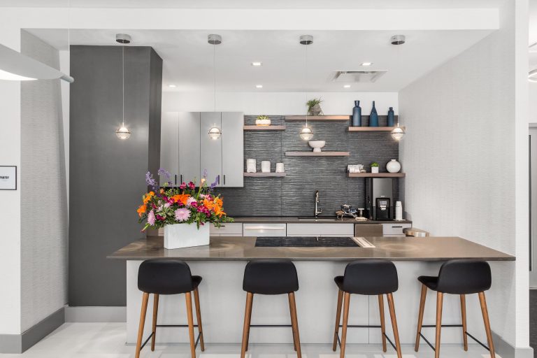 Resident lounge with kitchen.