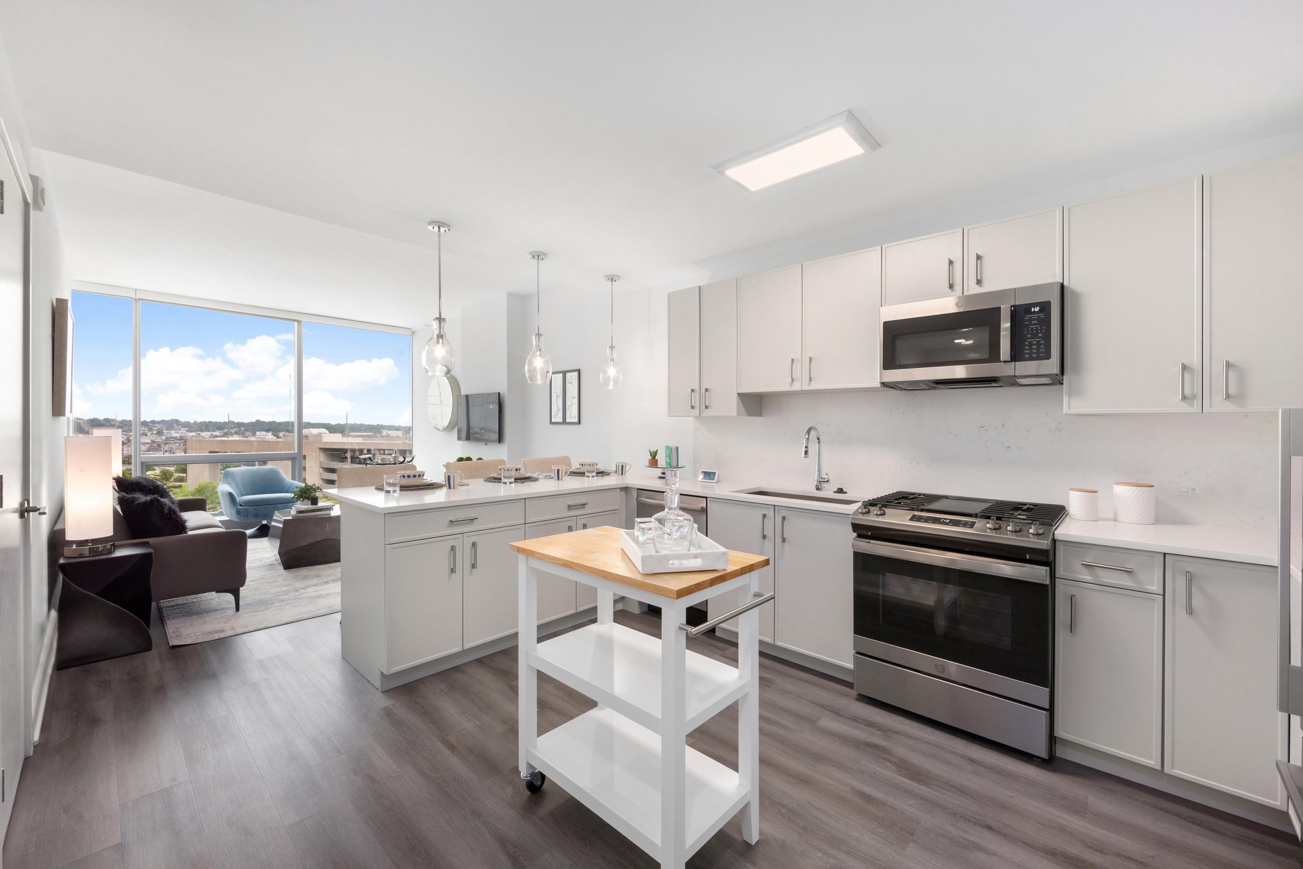 Bright open-concept kitchen.