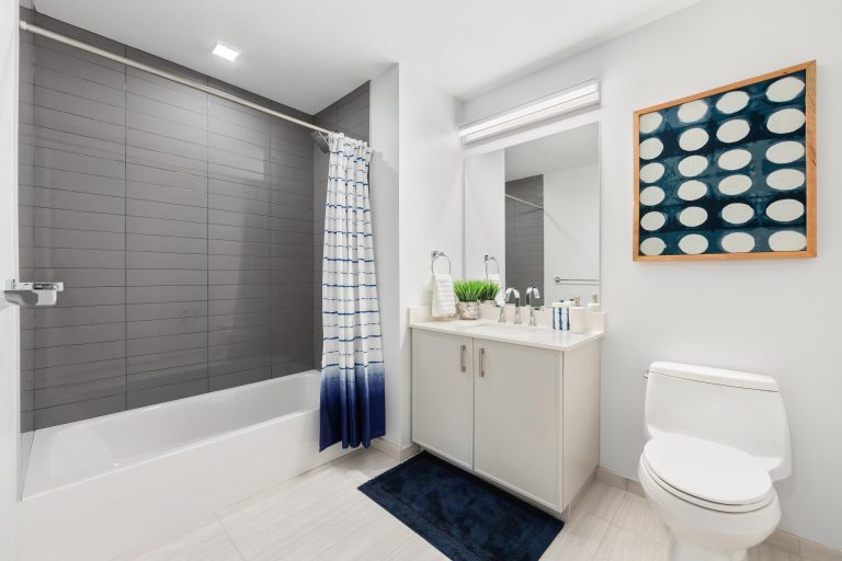 Bathroom with soaking tub.
